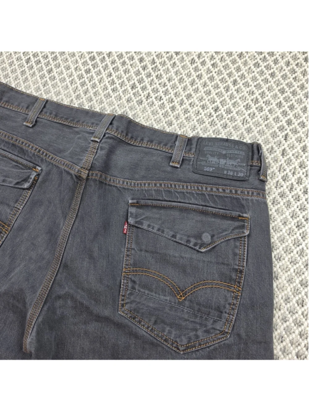 Levi’s 569 Loose Straight Black Jeans Men’s 38x30 Flap Pocket Denim Y2K